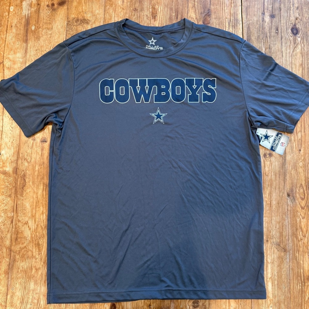 Dallas Cowboys NFL Authentic Men's Large Gray Blue Light Performance T-Shirt NWT